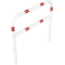 Protective bar made of steel tubing |  60 x 2.5 mm | with crossbar | total width: 1200 mm | total height: 1200 mm | hot-dip galvanized and white coatedwith red reflecting stripes